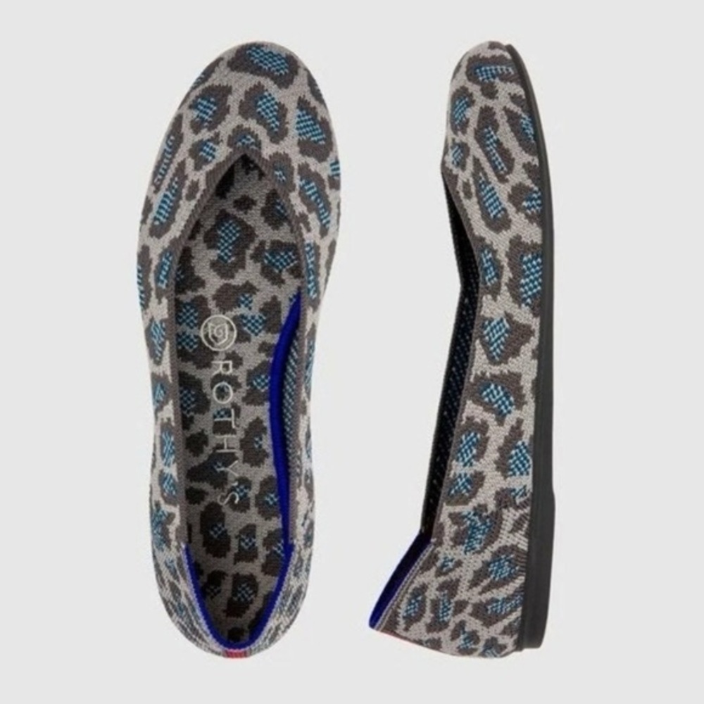 Rothy's Leopard Print Flats in Blue and Gray